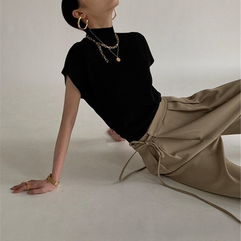 Blusa de Malha com Gola Alta