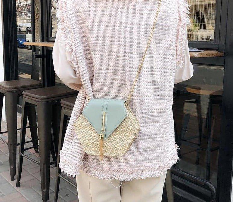 Bolsa Transversal de Palha Hexagonal - Lojas Promorin