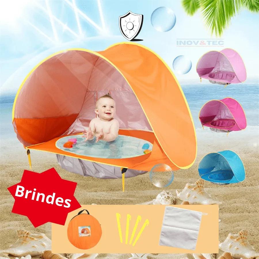 Cabana Infantil Com Piscina Para Praia PROTEÇÃO TOTAL - Os Melhores Momentos Na Praia Estão Por Vir! - Lojas Promorin