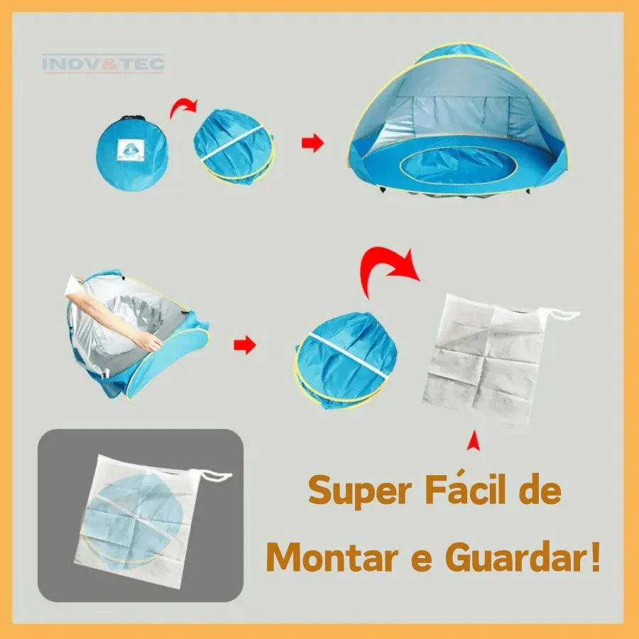 Cabana Infantil Com Piscina Para Praia PROTEÇÃO TOTAL - Os Melhores Momentos Na Praia Estão Por Vir! - Lojas Promorin