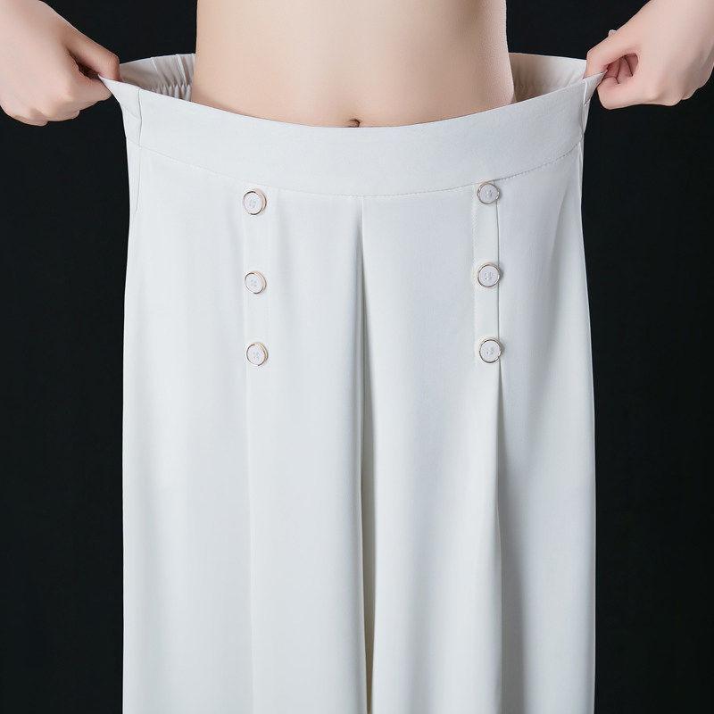 Calça Longa com Cós Alto - modelo GRIFE em Seda e Elastano / Tendência na Moda Verão - Lojas Promorin