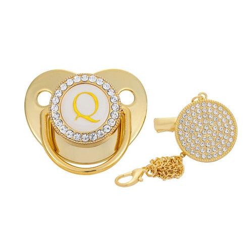 Chupeta Ouro Bling com a Letra Inicial do Seu Bebê - Lojas Promorin