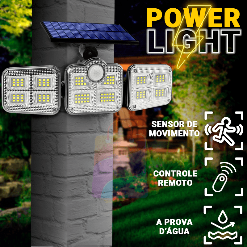 Holofote Solar LED 800W com 3 Cabeças- PowerLight - Lojas Promorin