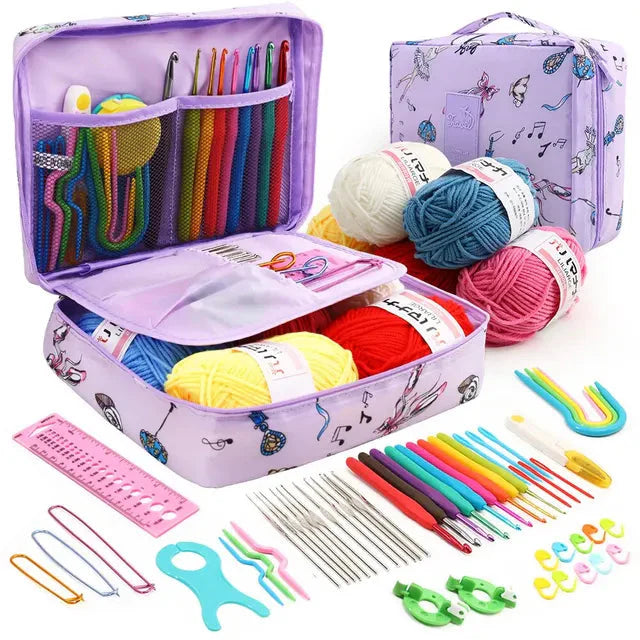 Kit Crochê Completo com Necessaire Organizadora - 53 Peças
