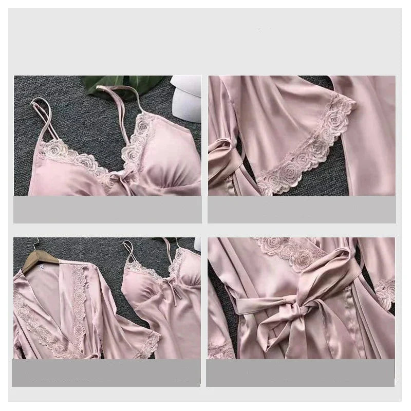 Conjunto Camisola + Robe em Cetim - Charlotte