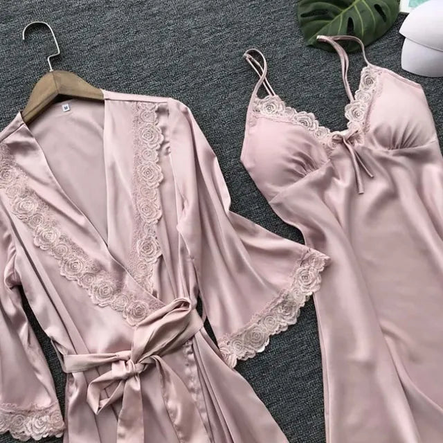 Conjunto Camisola + Robe em Cetim - Charlotte