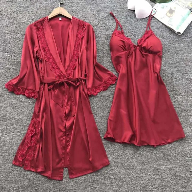 Conjunto Camisola + Robe em Cetim - Charlotte