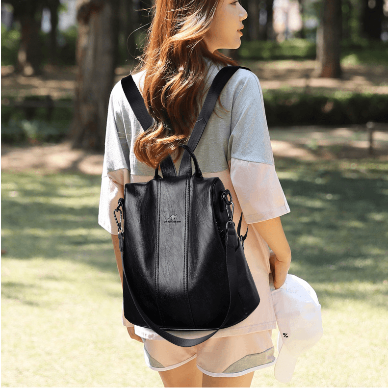 Mochila Feminina Anti Furto de Couro Carolina™ - Lojas Promorin