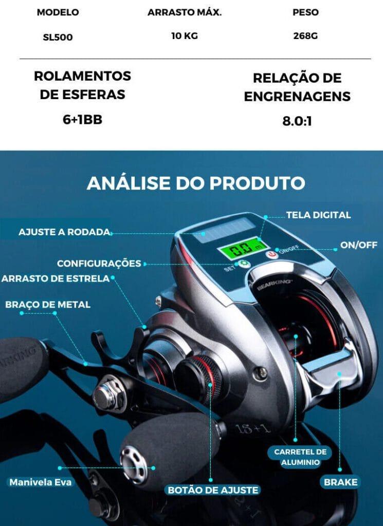 Nova Carretilha Elétrica BEARKING - Drag de 10KG - Display Digital - Lojas Promorin