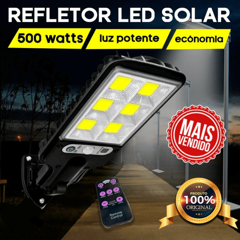 Refletor LED Solar Sustentável com Sensor de Movimento - Lojas Promorin