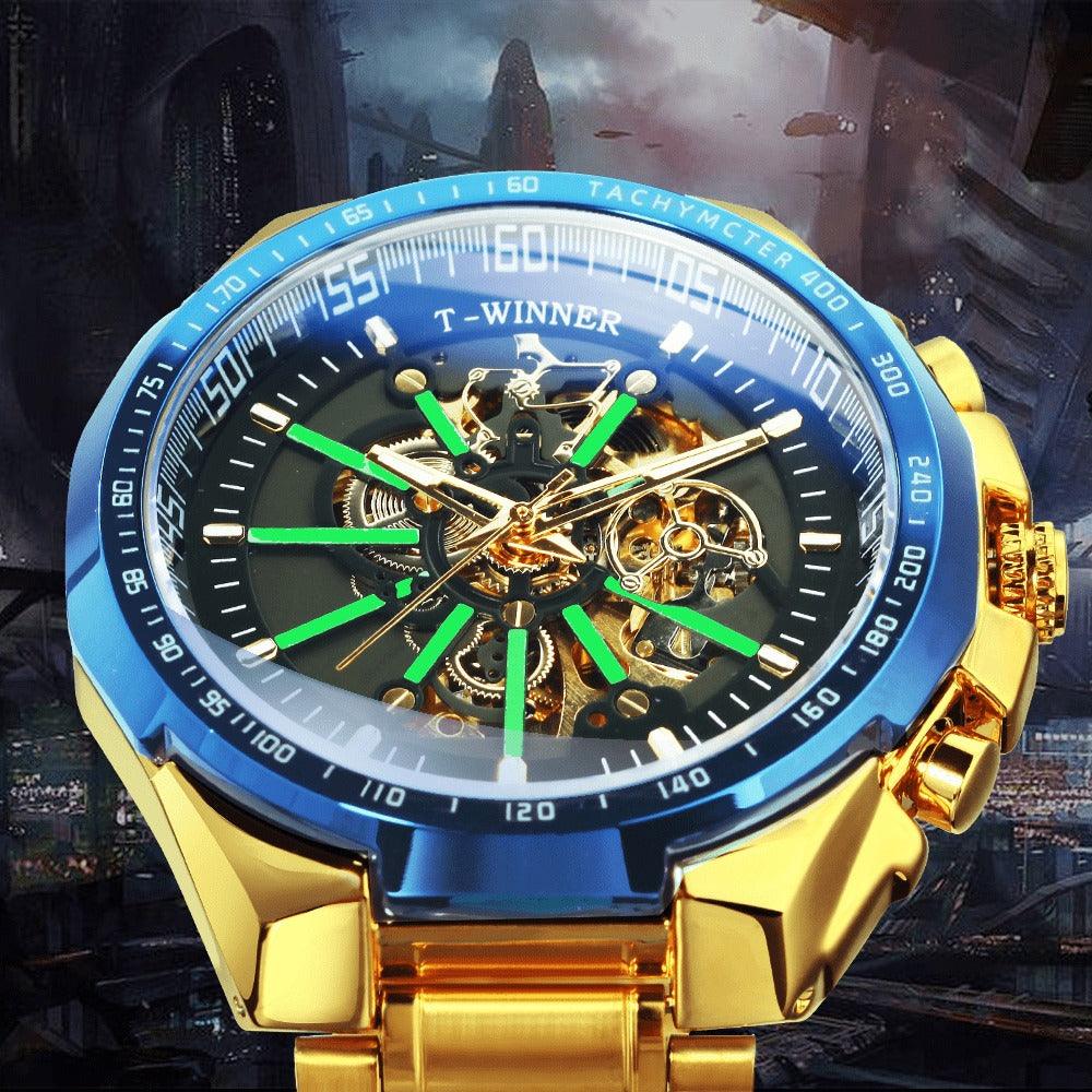 Relógio Automático Luxury T-WINNER - Aço Inoxidável, Ponteiros Luminosos, Vidro de Cristal - Lojas Promorin