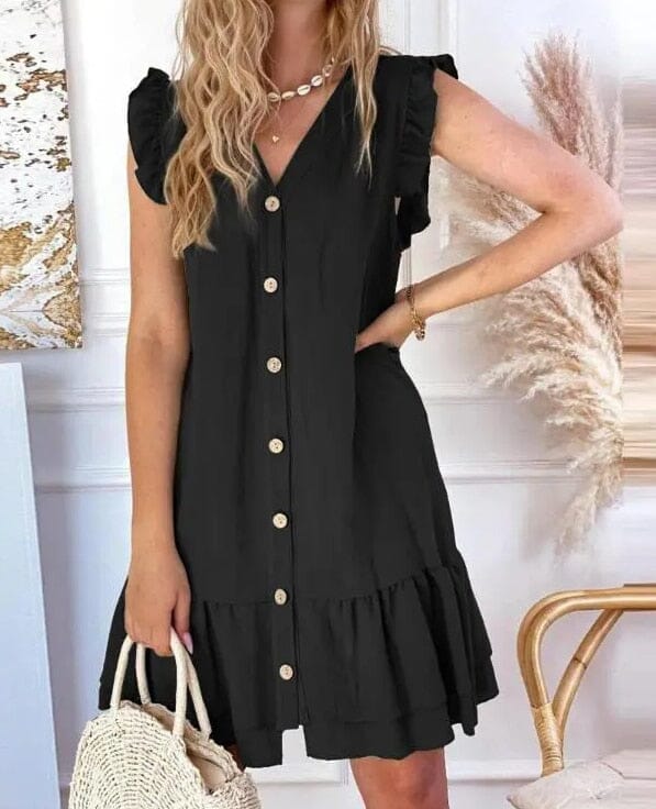 Vestido Curto com Botões Elena