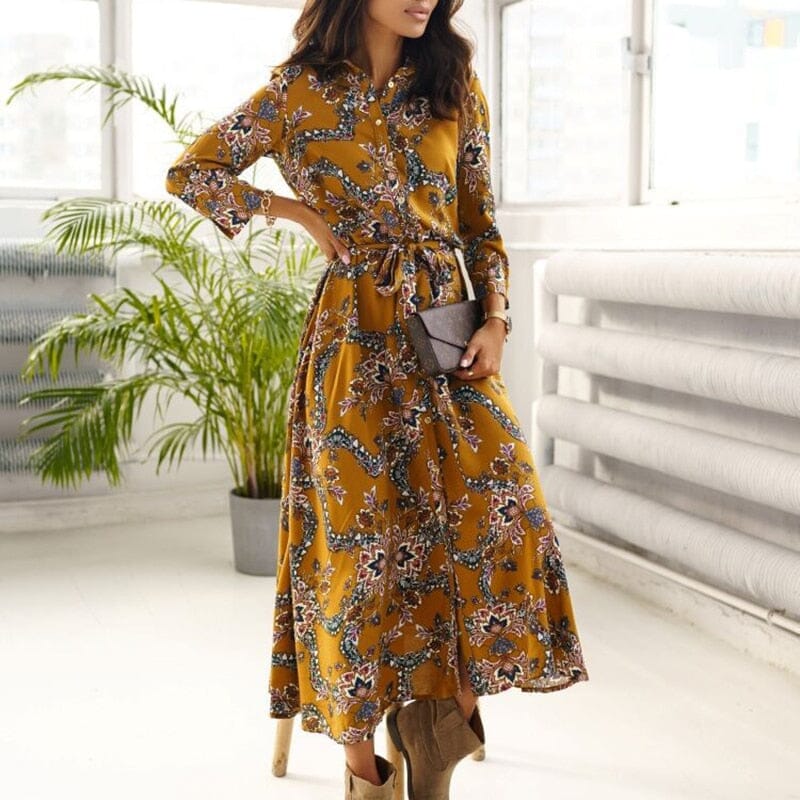 Vestido Midi Estampado Tereza