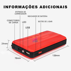 Auxiliar de Partida de Carro 12v e 20000mah - Carpower - Lojas Promorin