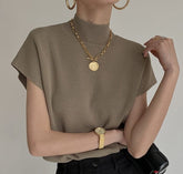 Blusa de Malha com Gola Alta