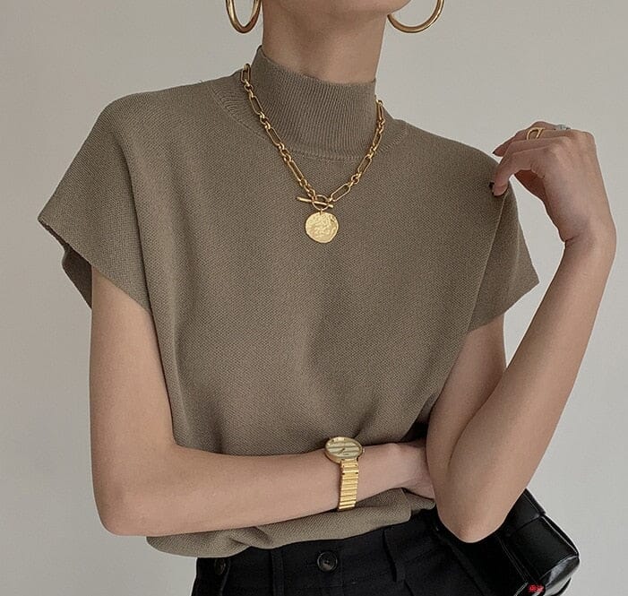 Blusa de Malha com Gola Alta