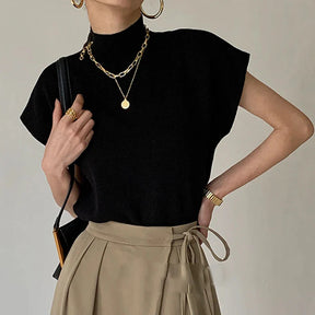 Blusa de Malha com Gola Alta