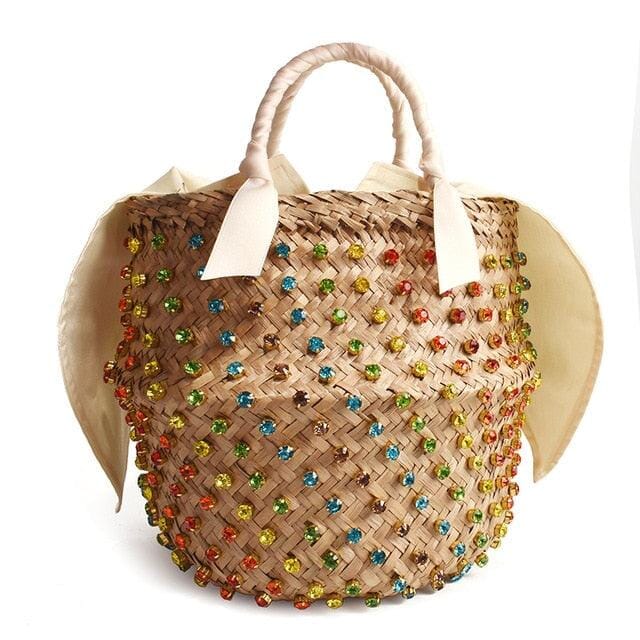 Bolsa de Palha com Pedras - Preciosa