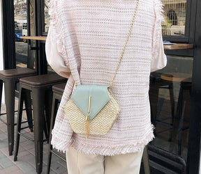 Bolsa Transversal de Palha Hexagonal - Lojas Promorin