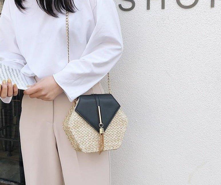 Bolsa Transversal de Palha Hexagonal - Lojas Promorin