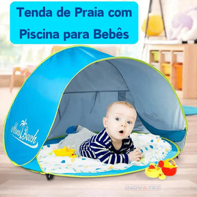 Cabana Infantil Com Piscina Para Praia PROTEÇÃO TOTAL - Os Melhores Momentos Na Praia Estão Por Vir! - Lojas Promorin
