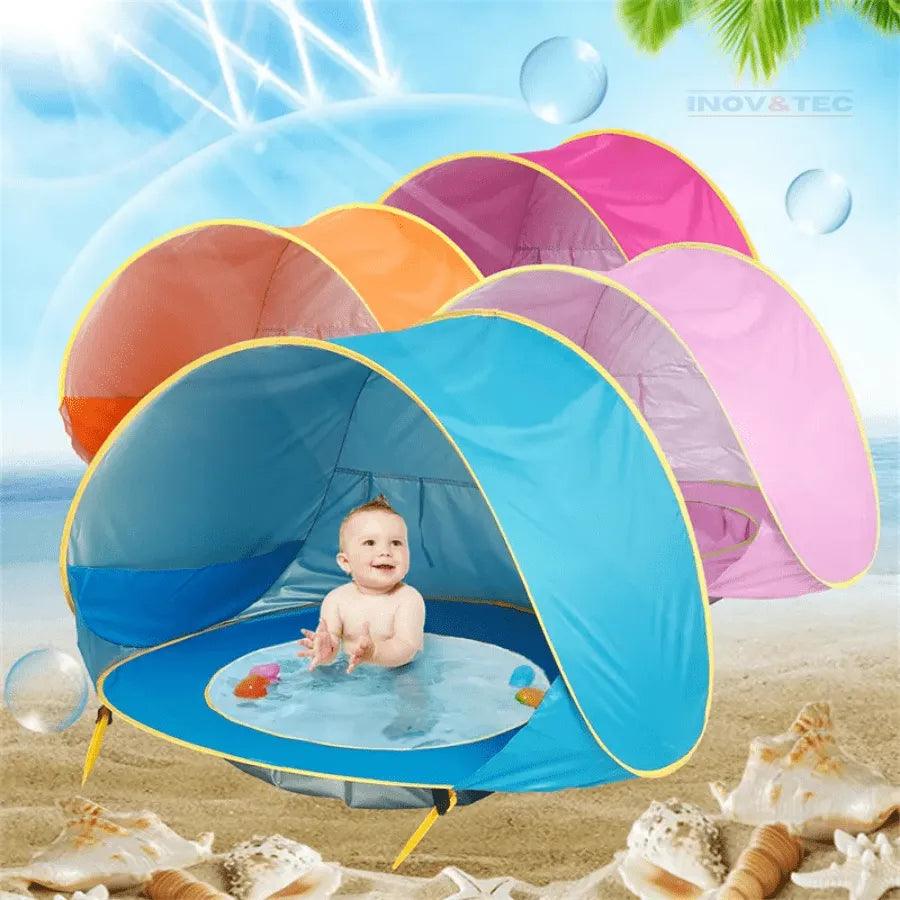Cabana Infantil Com Piscina Para Praia PROTEÇÃO TOTAL - Os Melhores Momentos Na Praia Estão Por Vir! - Lojas Promorin