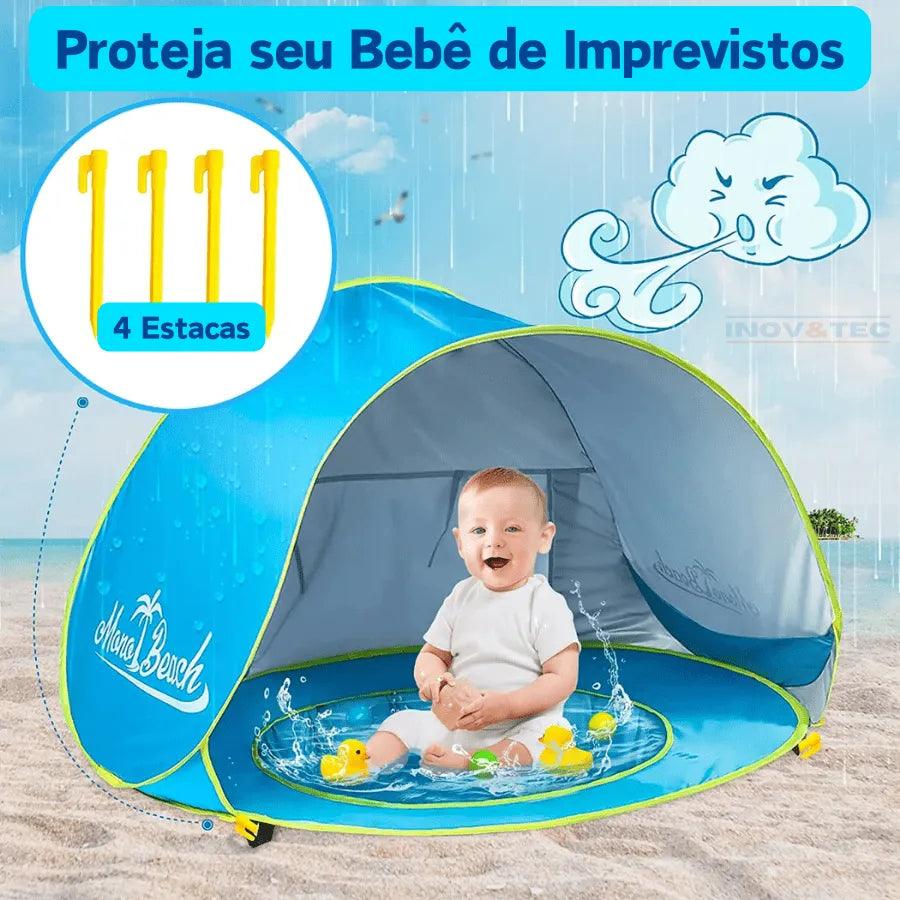 Cabana Infantil Com Piscina Para Praia PROTEÇÃO TOTAL - Os Melhores Momentos Na Praia Estão Por Vir! - Lojas Promorin