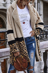 Casaco Longo Bloco de Cor Animal Print Onça