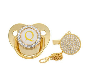 Chupeta Ouro Bling com a Letra Inicial do Seu Bebê - Lojas Promorin