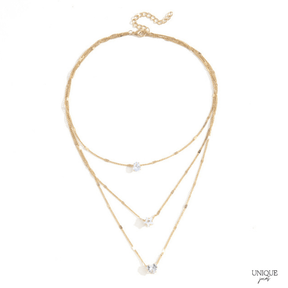 Colar Triplo com Cristais de Zircônia - Lojas Promorin