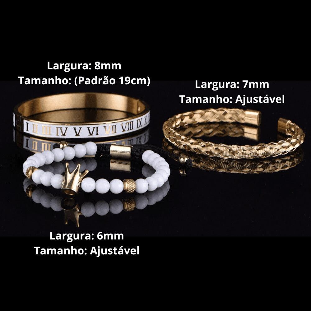 Conjunto de 3 Pulseiras ROYAL MARFIN Banhada a Ouro- SUPER PROMOÇÃO de LANÇAMENTO (Últimas Unidades) - Lojas Promorin