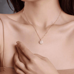 Corrente Giratória Feminina Girassol SUNFLOWER - Banhada em Ouro e Prata Cravejada Em Zircônia Tipo AAA - Lojas Promorin