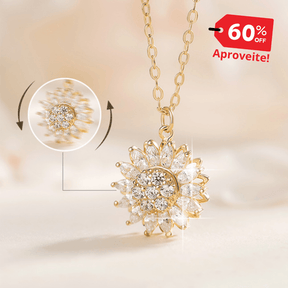 Corrente Giratória Feminina Girassol SUNFLOWER - Banhada em Ouro e Prata Cravejada Em Zircônia Tipo AAA - Lojas Promorin