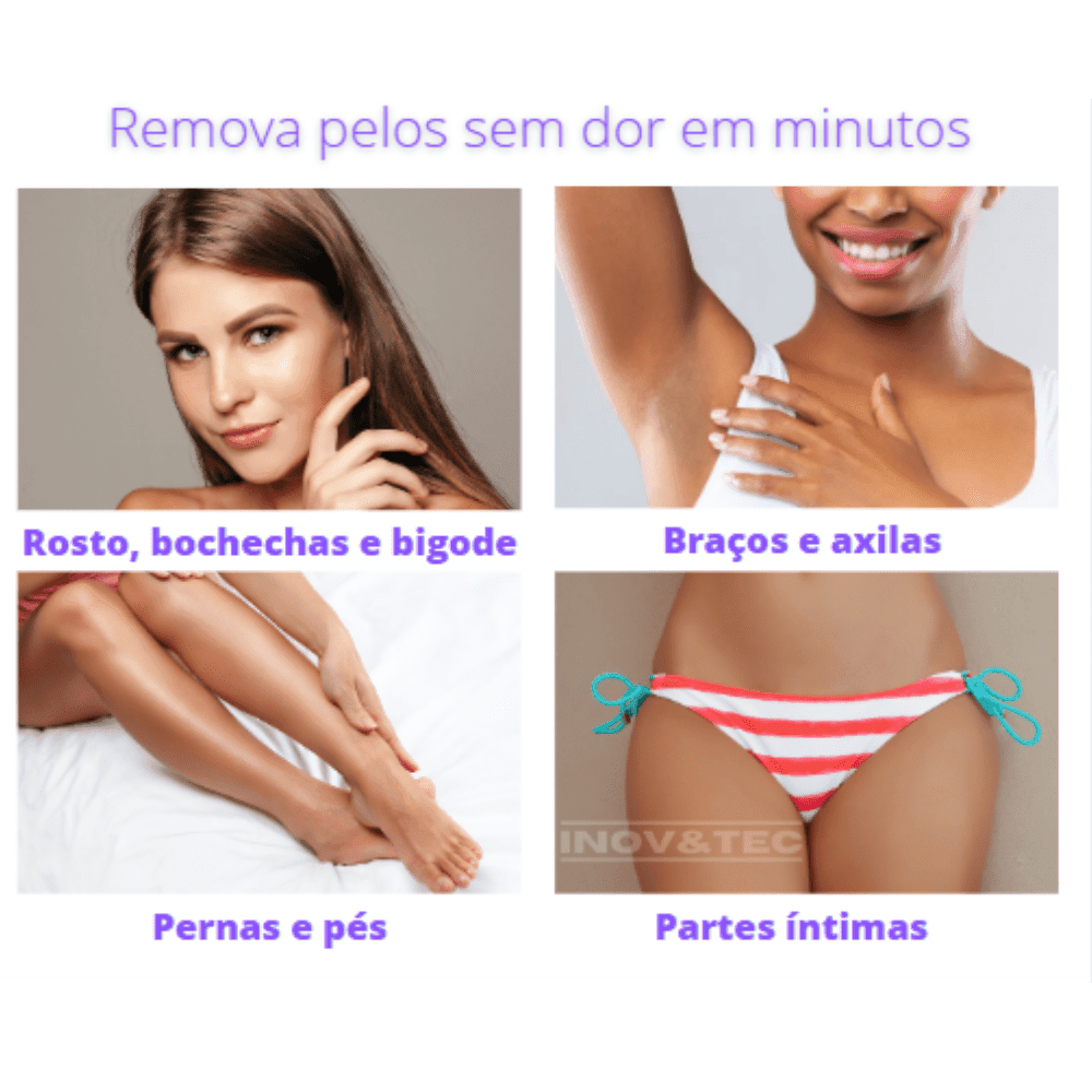 Depilador removedor de pelos elétrico +DEPIL - Pernas, Braços, Partes íntimas, Rosto - Lojas Promorin