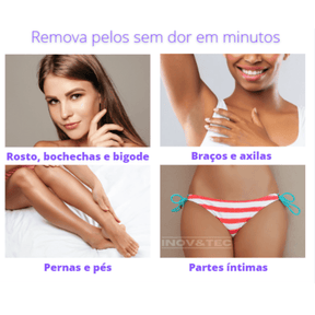 Depilador removedor de pelos elétrico +DEPIL - Pernas, Braços, Partes íntimas, Rosto - Lojas Promorin