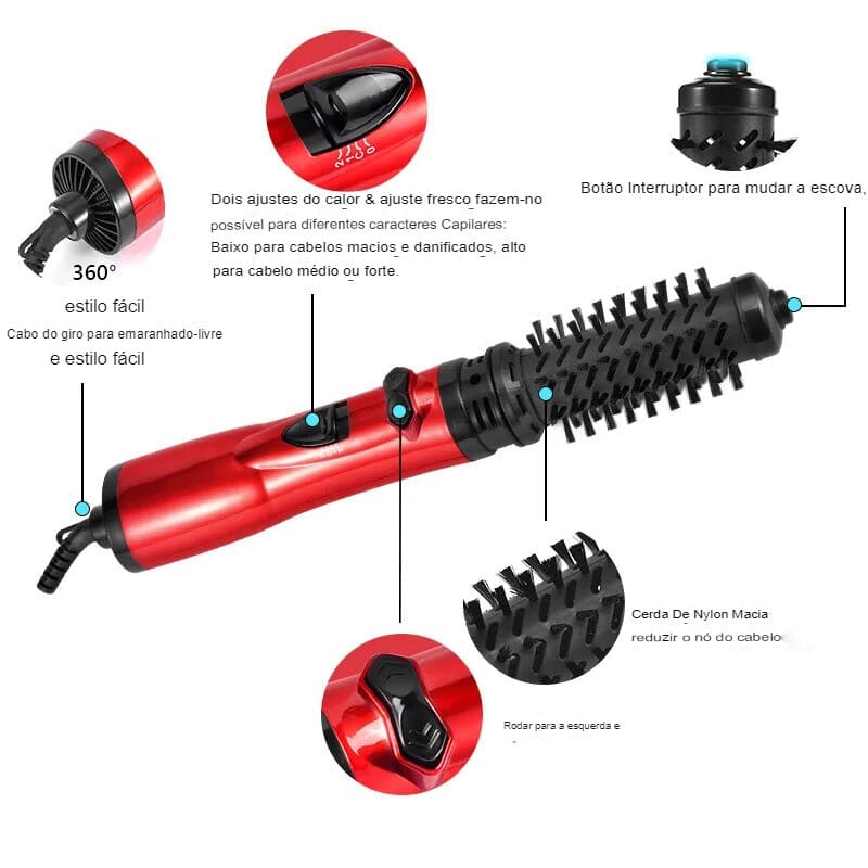 Escova Rotativa Modeladora 3 em 1 - Hair Curler