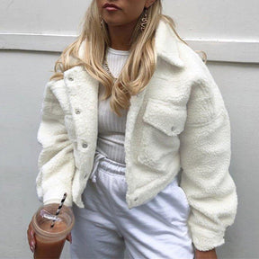 Jaqueta Cropped Peluciada - Lojas Promorin