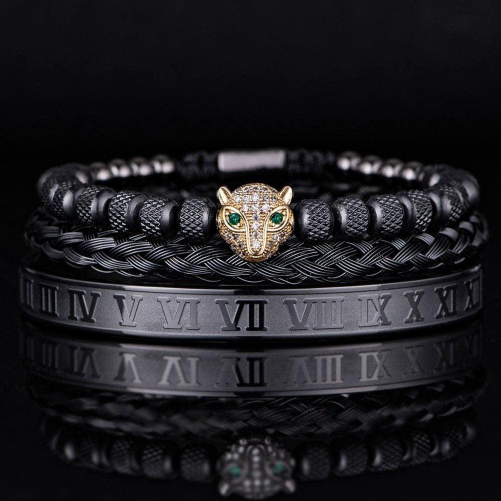 Kit de 3 Pulseiras LUXURY PANTHER - Aço Inox banhadas a Ouro e Prata Cravejadas com Cristais De Zircônia [Últimas peças em promoção!] - Lojas Promorin