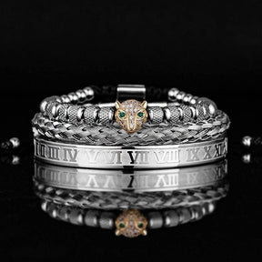 Kit de 3 Pulseiras LUXURY PANTHER - Aço Inox banhadas a Ouro e Prata Cravejadas com Cristais De Zircônia [Últimas peças em promoção!] - Lojas Promorin