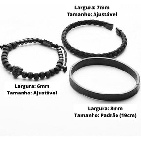 Kit de 3 Pulseiras LUXURY PANTHER - Aço Inox banhadas a Ouro e Prata Cravejadas com Cristais De Zircônia [Últimas peças em promoção!] - Lojas Promorin