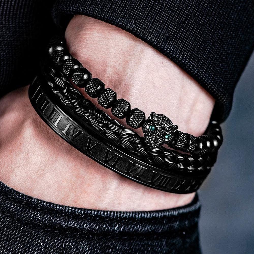 Kit de 3 Pulseiras LUXURY PANTHER - Aço Inox banhadas a Ouro e Prata Cravejadas com Cristais De Zircônia [Últimas peças em promoção!] - Lojas Promorin