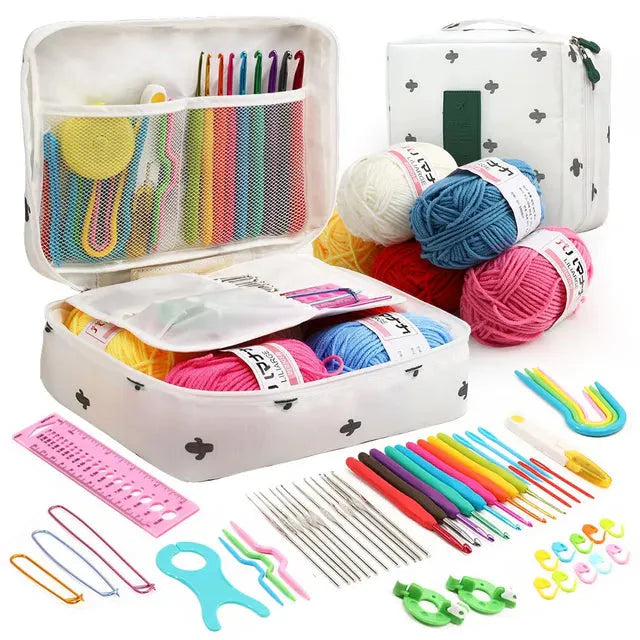 Kit Crochê Completo com Necessaire Organizadora - 53 Peças