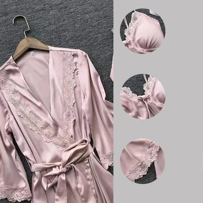 Conjunto Camisola + Robe em Cetim - Charlotte