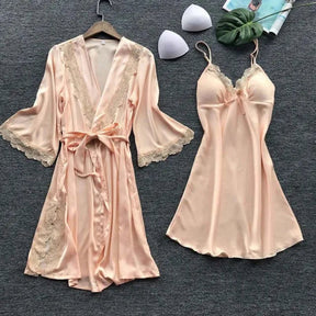 Conjunto Camisola + Robe em Cetim - Charlotte