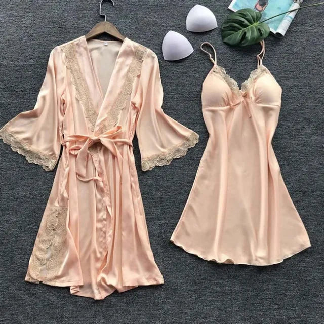 Conjunto Camisola + Robe em Cetim - Charlotte