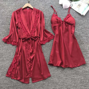 Conjunto Camisola + Robe em Cetim - Charlotte