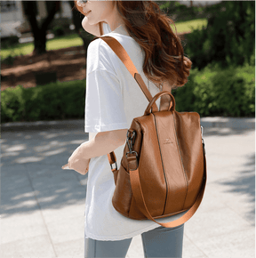 Mochila Feminina Anti Furto de Couro Carolina™ - Lojas Promorin