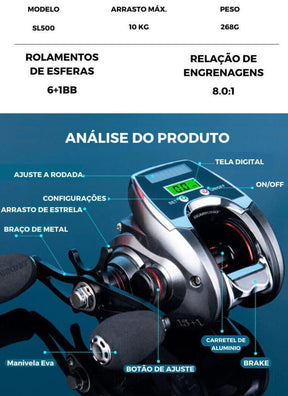 Nova Carretilha Elétrica BEARKING - Drag de 10KG - Display Digital - Lojas Promorin