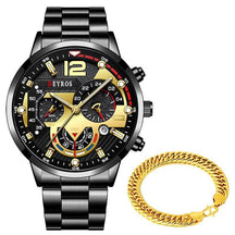 Relógio Masculino Gold Luxury + Pulseira de Brinde - Lojas Promorin