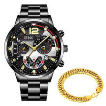 Relógio Masculino Gold Luxury + Pulseira de Brinde - Lojas Promorin